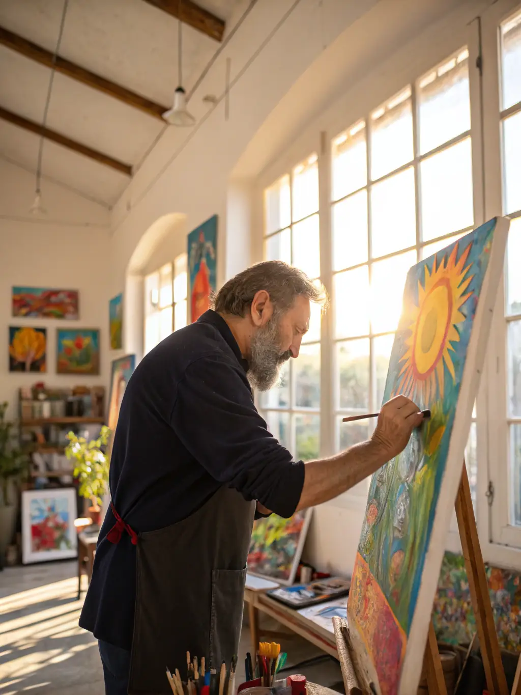 A photo of artists receiving personalized guidance and support from experienced mentors at STUDIO DE LA GRANGE, emphasizing the organization's commitment to artist development.